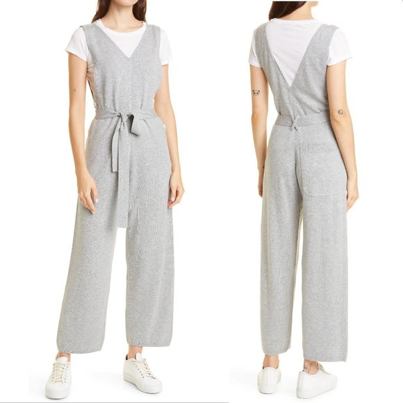 ALEX MILL Ollie Overalls Jumpsuit Size XS Cotton & Wool Knit Grey NEW $175 - Picture 1 of 10
